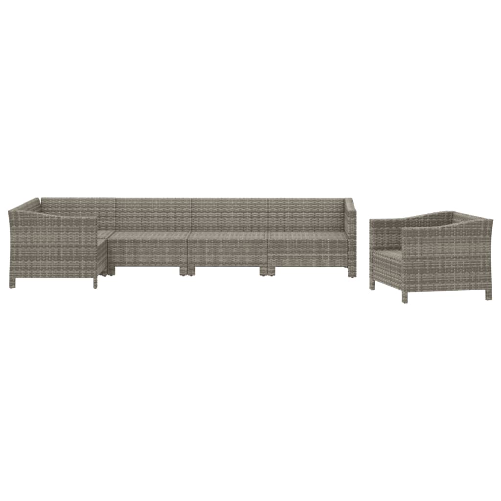 6-delige Loungeset met kussens poly rattan grijs is nu te koop bij PeponiXL, paradijselijk wonen!