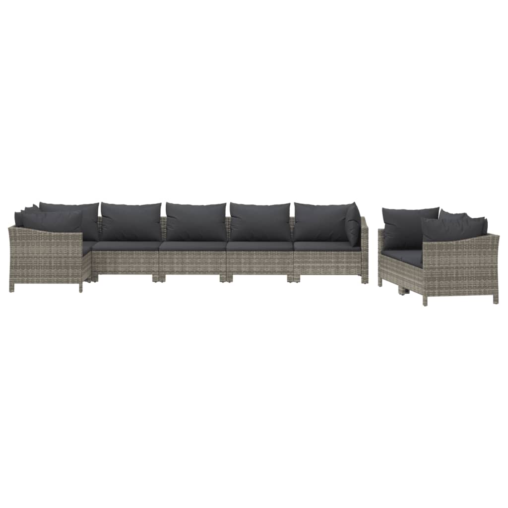 8-delige Loungeset met kussens poly rattan grijs is nu te koop bij PeponiXL, paradijselijk wonen!