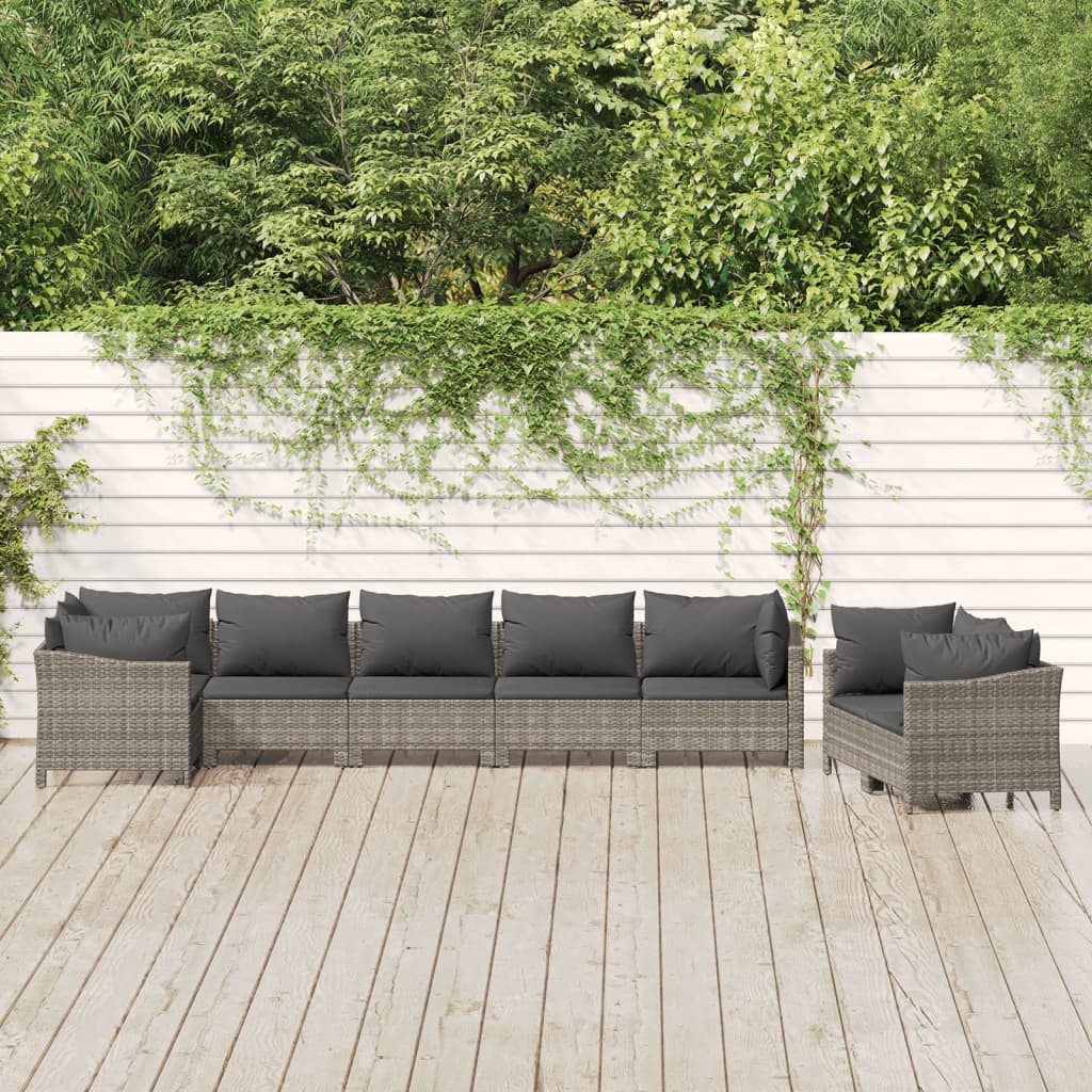 8-delige Loungeset met kussens poly rattan grijs is nu te koop bij PeponiXL, paradijselijk wonen!
