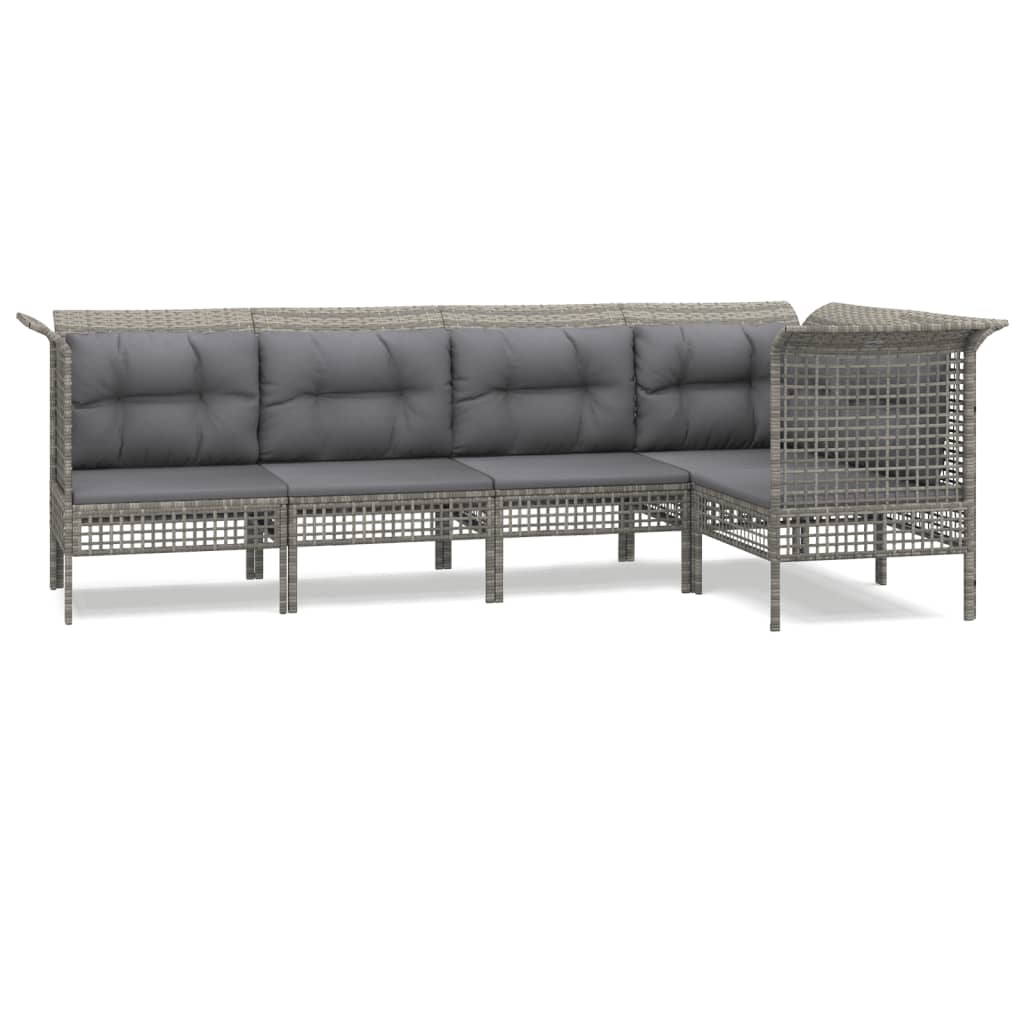 5-delige Loungeset met kussens poly rattan grijs is nu te koop bij PeponiXL, paradijselijk wonen!