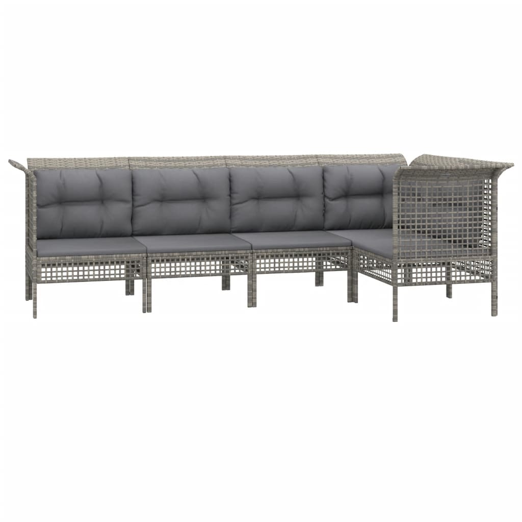 5-delige Loungeset met kussens poly rattan grijs is nu te koop bij PeponiXL, paradijselijk wonen!