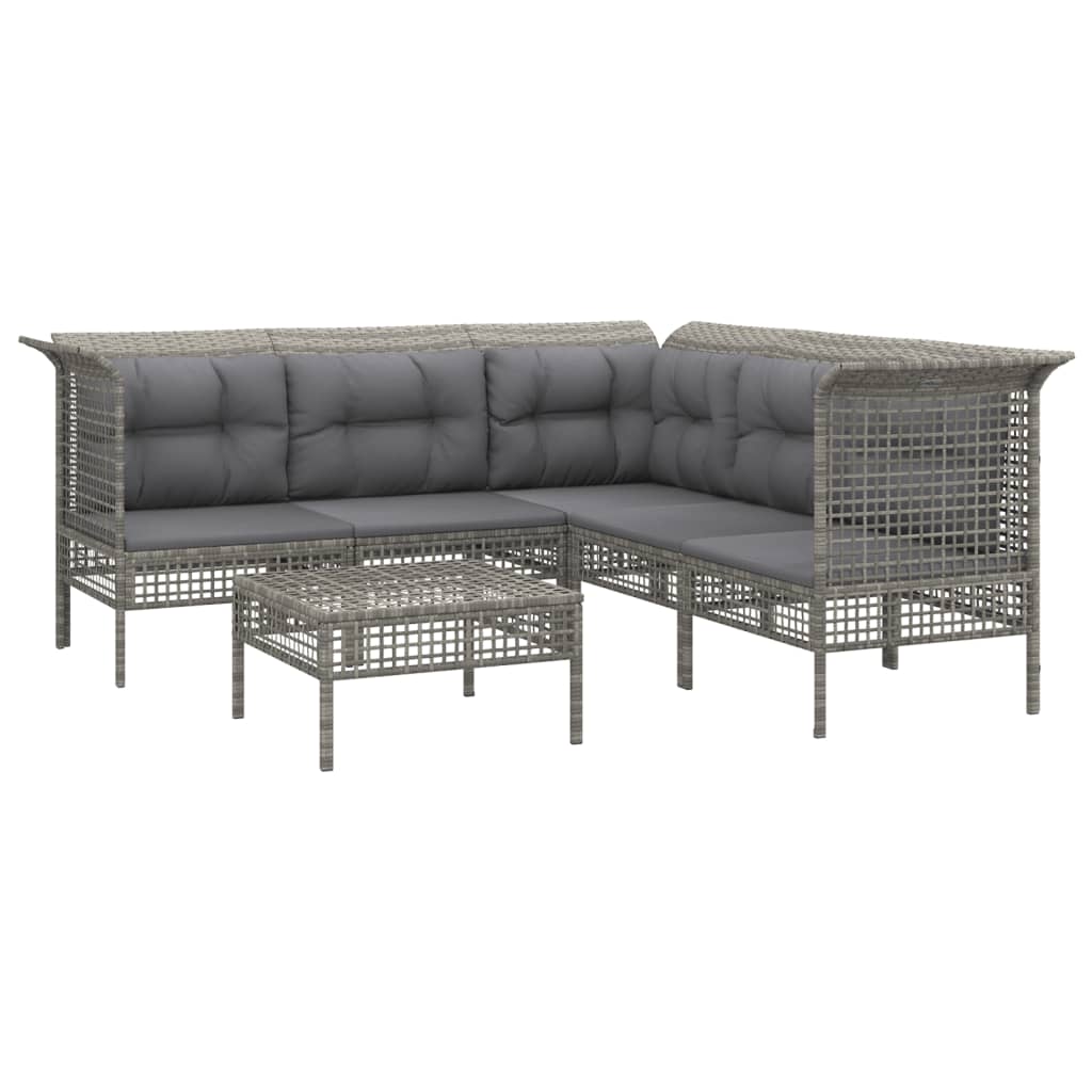 6-delige Loungeset met kussens poly rattan grijs is nu te koop bij PeponiXL, paradijselijk wonen!