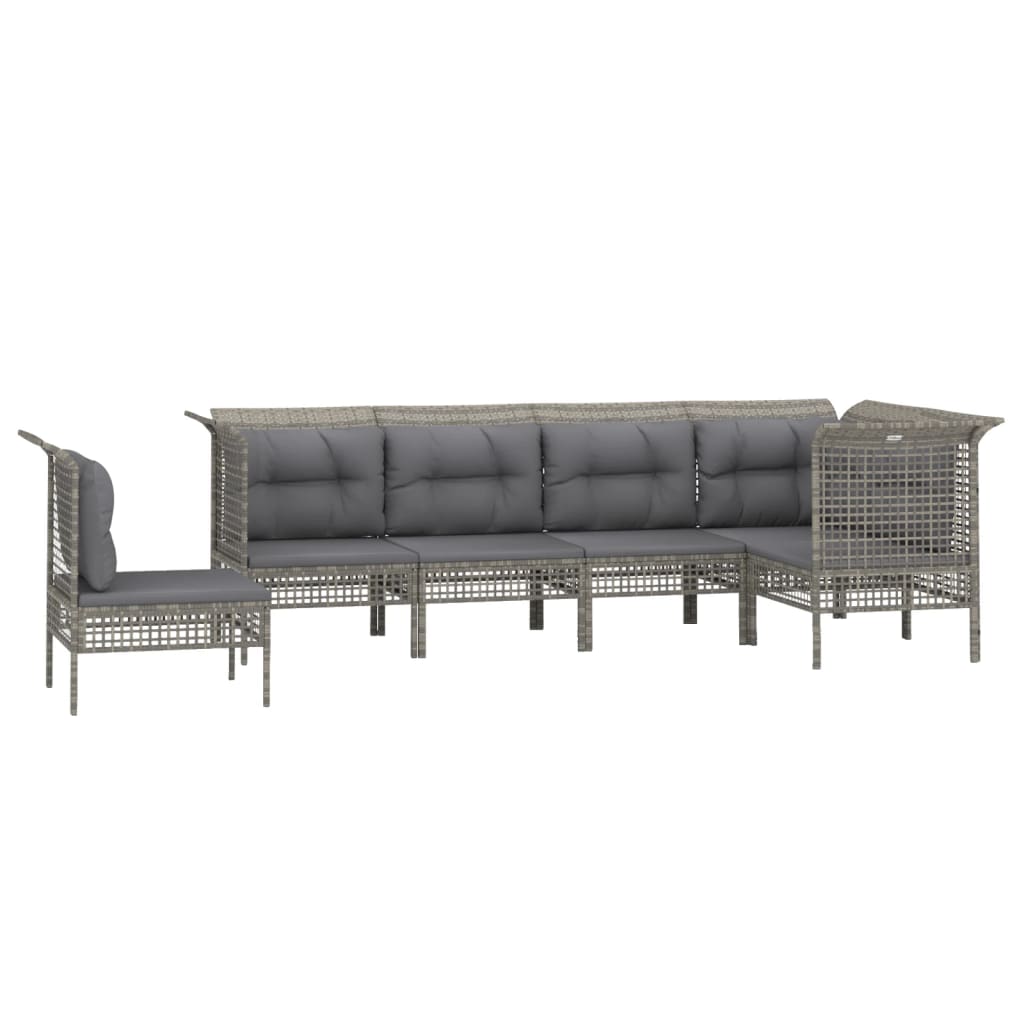 6-delige Loungeset met kussens poly rattan grijs is nu te koop bij PeponiXL, paradijselijk wonen!