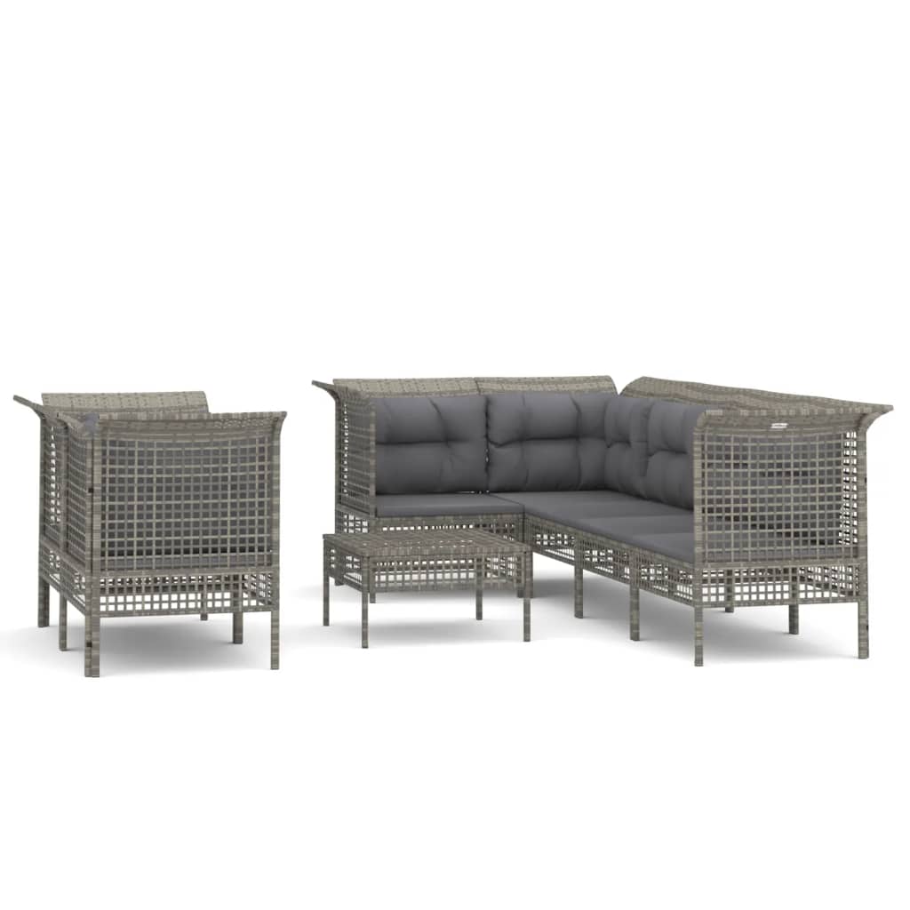8-delige Loungeset met kussens poly rattan grijs is nu te koop bij PeponiXL, paradijselijk wonen!