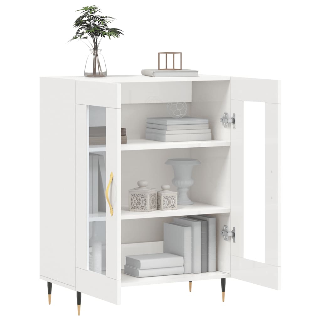 Dressoir 69,5x34x90 cm bewerkt hout hoogglans wit is nu te koop bij PeponiXL, paradijselijk wonen!