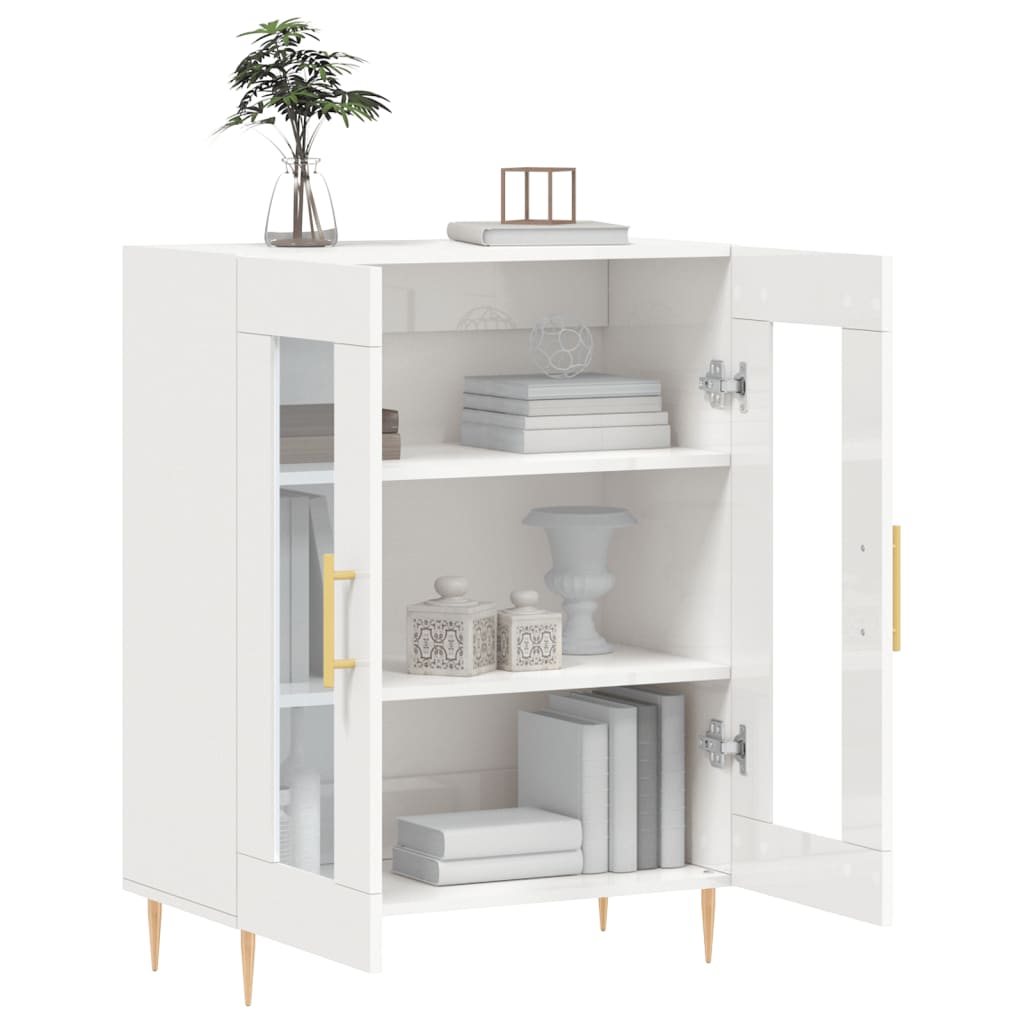Dressoir 69,5x34x90 cm bewerkt hout hoogglans wit is nu te koop bij PeponiXL, paradijselijk wonen!