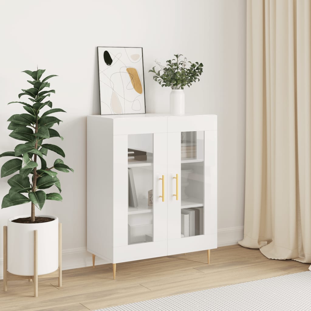 Dressoir 69,5x34x90 cm bewerkt hout hoogglans wit is nu te koop bij PeponiXL, paradijselijk wonen!