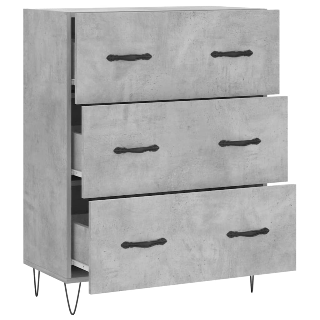 Dressoir 69,5x34x90 cm bewerkt hout betongrijs is nu te koop bij PeponiXL, paradijselijk wonen!