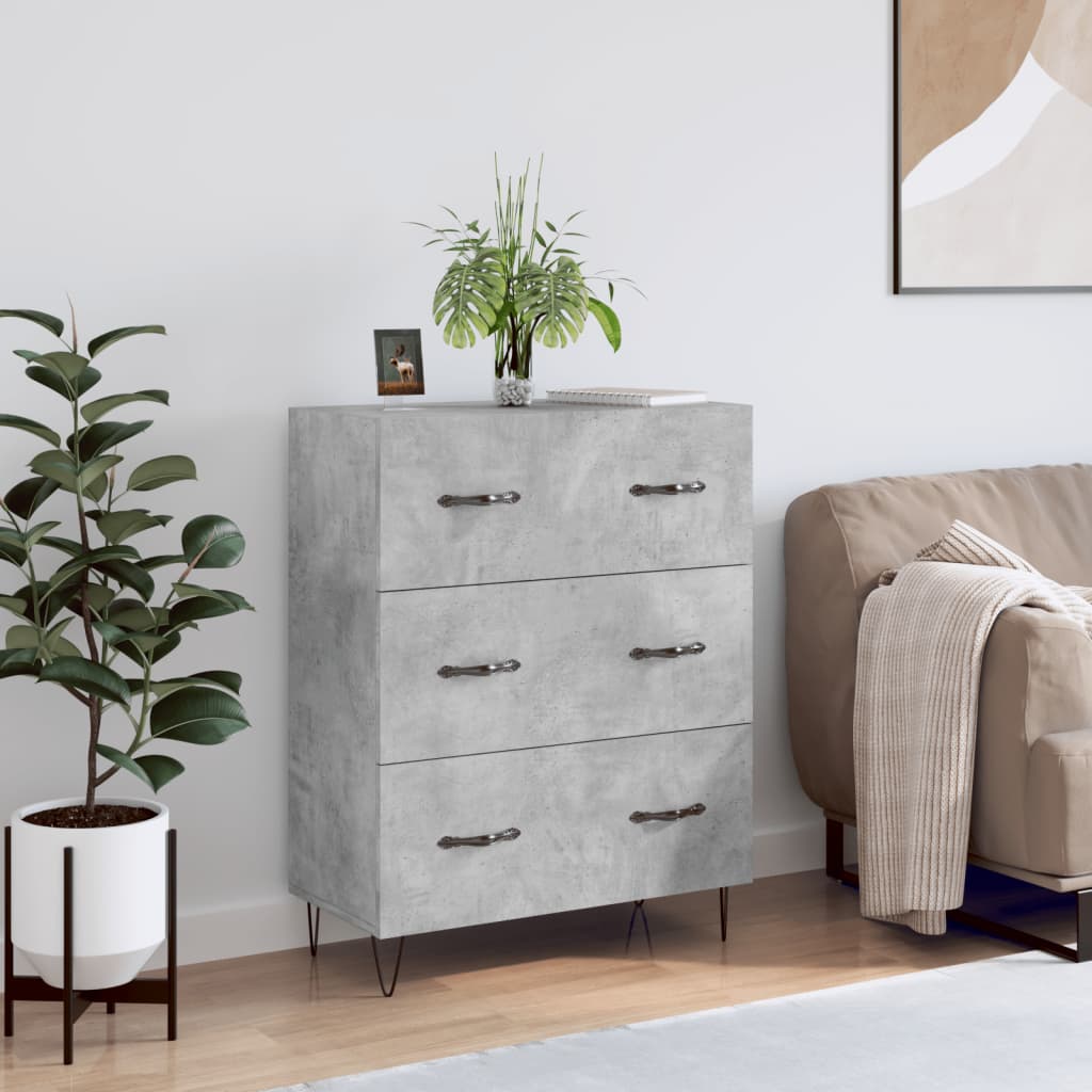 Dressoir 69,5x34x90 cm bewerkt hout betongrijs is nu te koop bij PeponiXL, paradijselijk wonen!