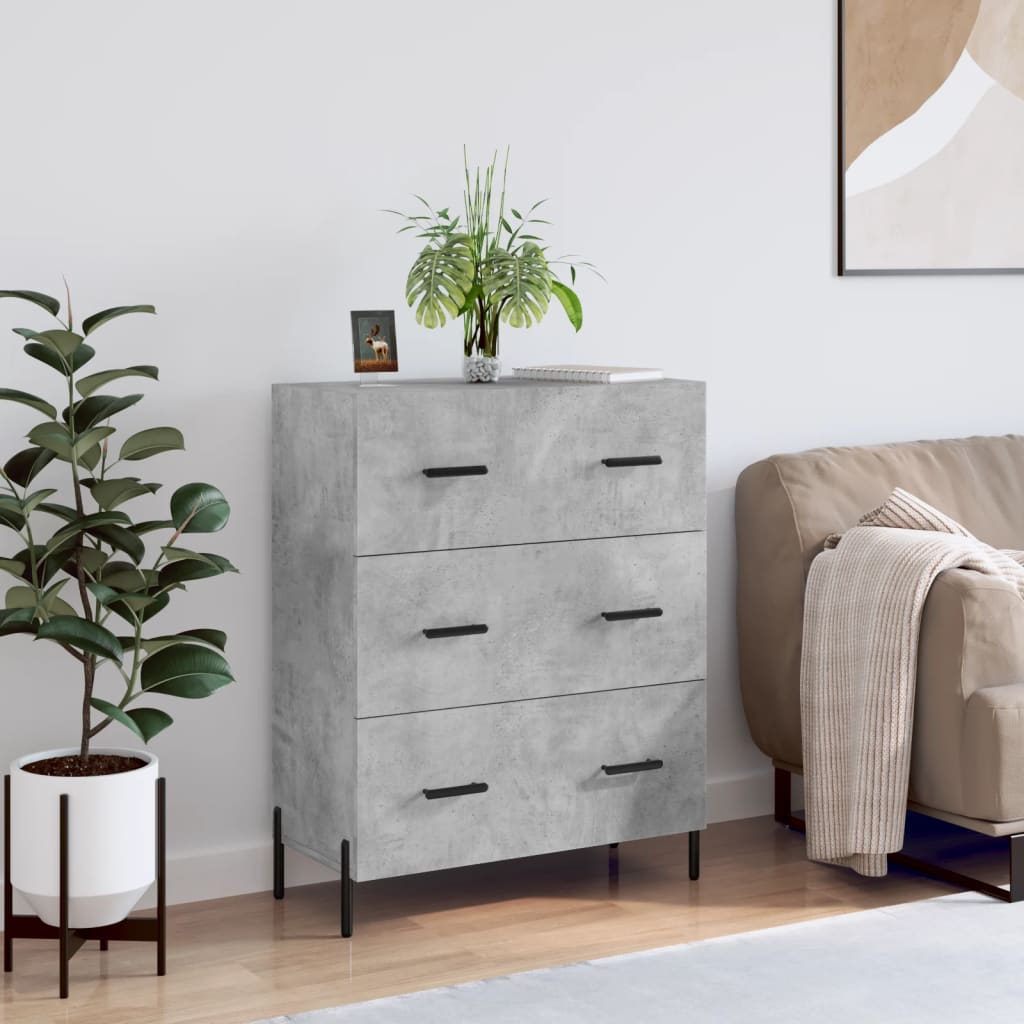 Dressoir 69,5x34x90 cm bewerkt hout betongrijs is nu te koop bij PeponiXL, paradijselijk wonen!