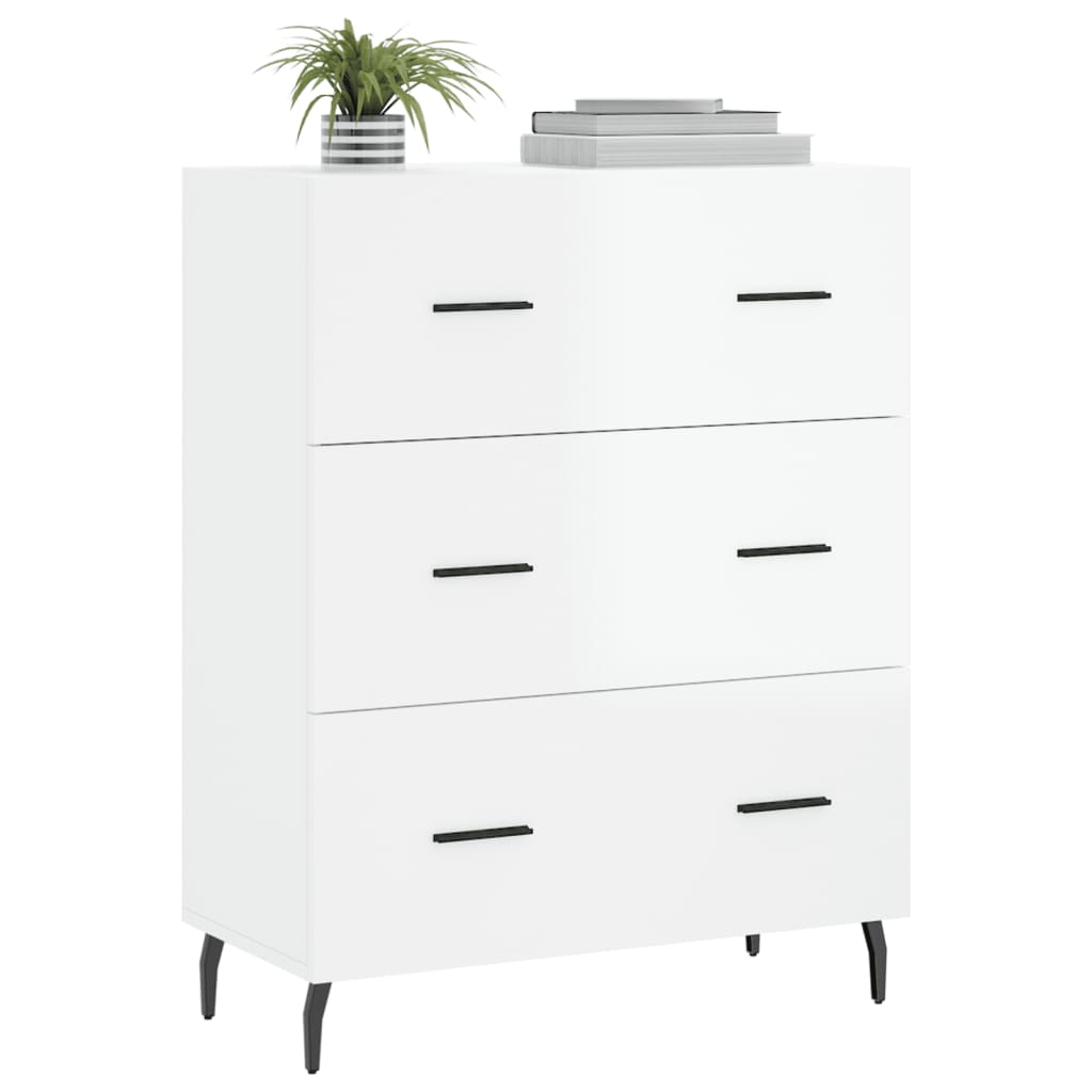 Dressoir 69,5x34x90 cm bewerkt hout hoogglans wit is nu te koop bij PeponiXL, paradijselijk wonen!