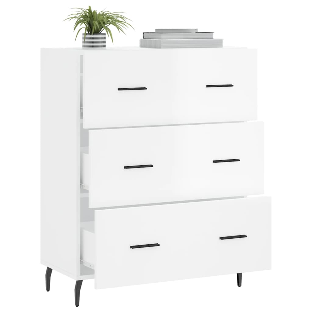 Dressoir 69,5x34x90 cm bewerkt hout hoogglans wit is nu te koop bij PeponiXL, paradijselijk wonen!