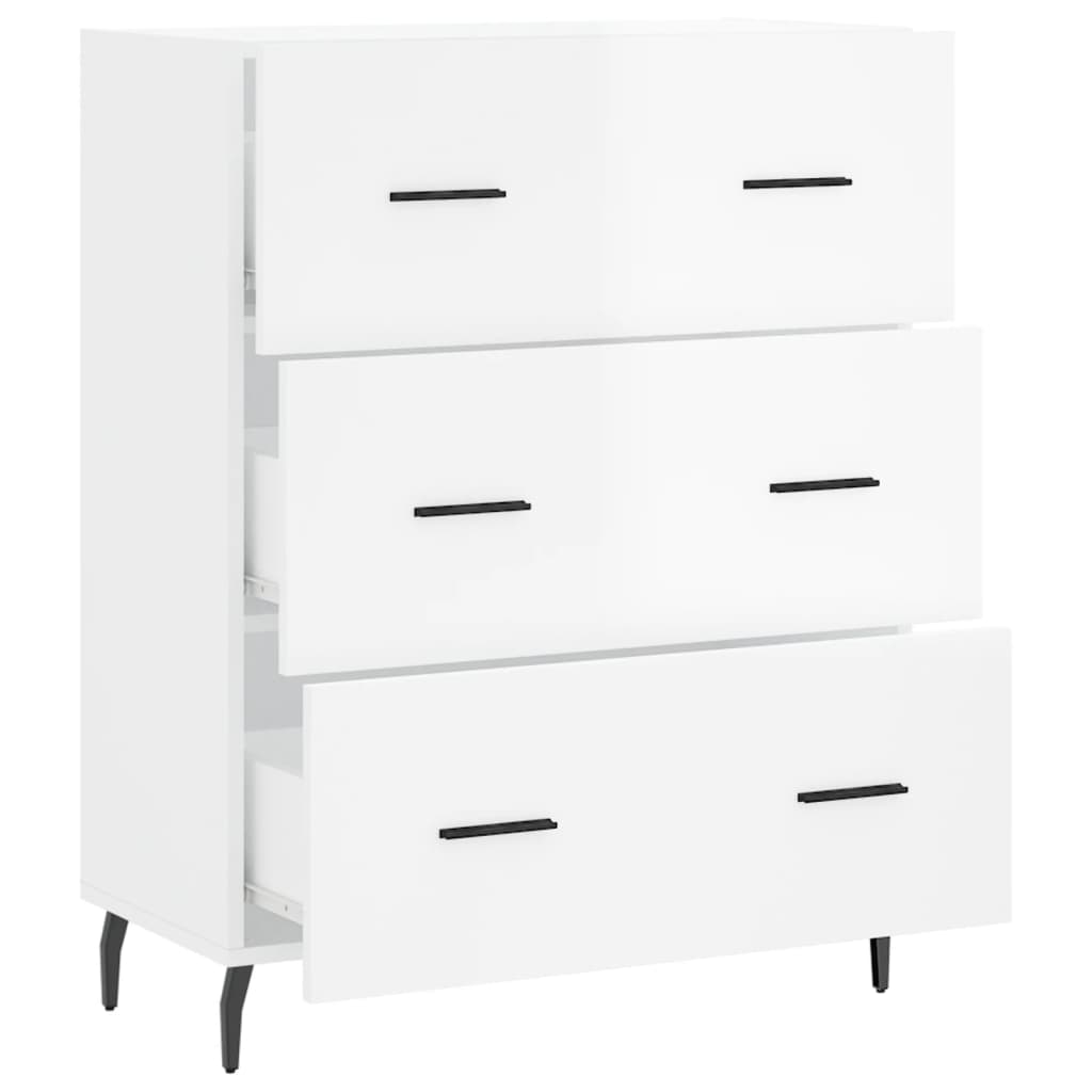Dressoir 69,5x34x90 cm bewerkt hout hoogglans wit is nu te koop bij PeponiXL, paradijselijk wonen!