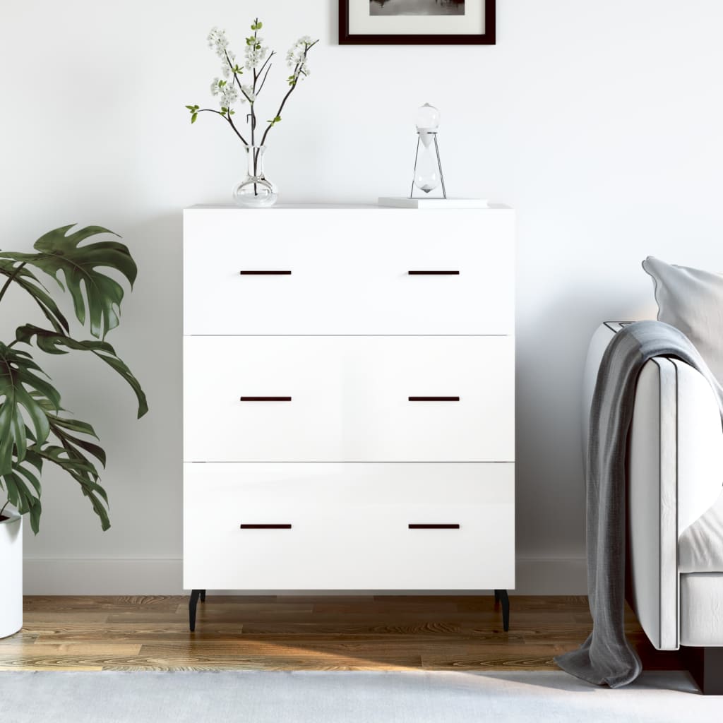 Dressoir 69,5x34x90 cm bewerkt hout hoogglans wit is nu te koop bij PeponiXL, paradijselijk wonen!