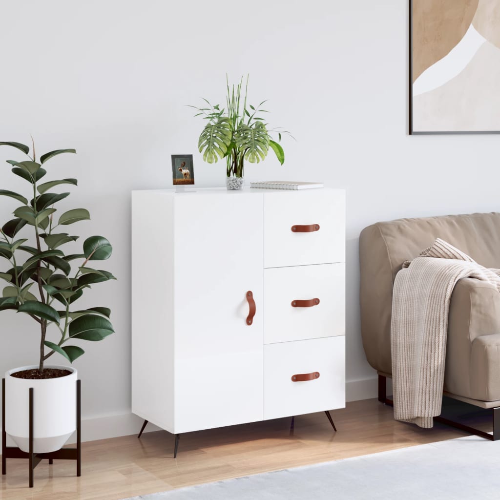 Dressoir 69,5x34x90 cm bewerkt hout hoogglans wit is nu te koop bij PeponiXL, paradijselijk wonen!