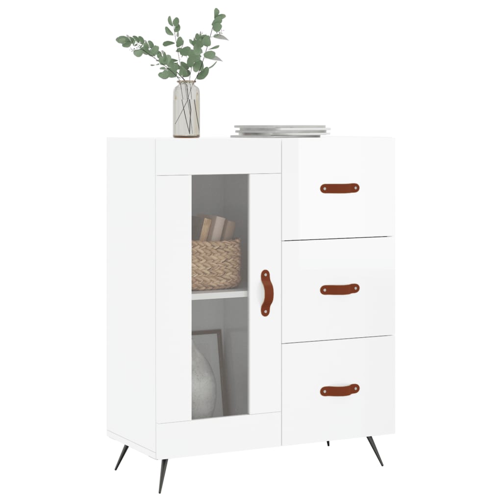 Dressoir 69,5x34x90 cm bewerkt hout hoogglans wit is nu te koop bij PeponiXL, paradijselijk wonen!