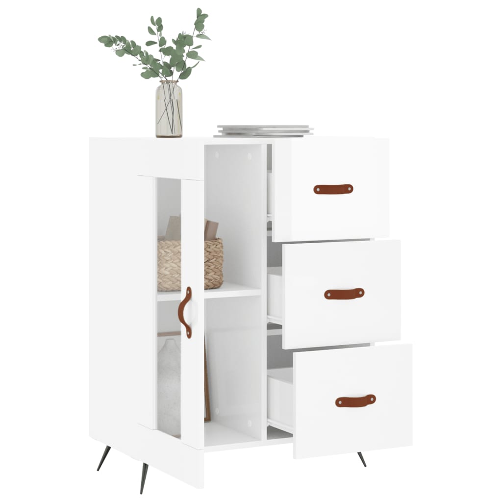 Dressoir 69,5x34x90 cm bewerkt hout hoogglans wit is nu te koop bij PeponiXL, paradijselijk wonen!