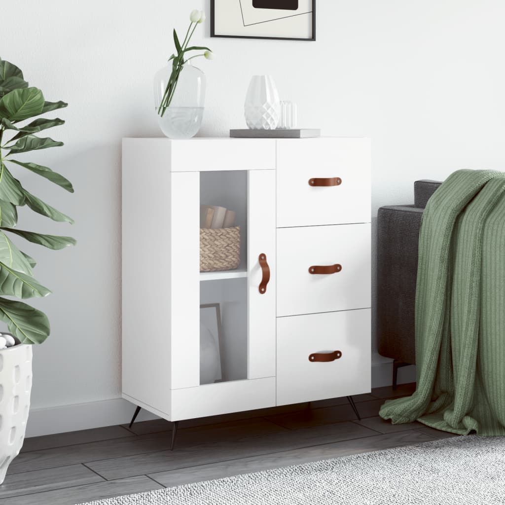 Dressoir 69,5x34x90 cm bewerkt hout hoogglans wit is nu te koop bij PeponiXL, paradijselijk wonen!