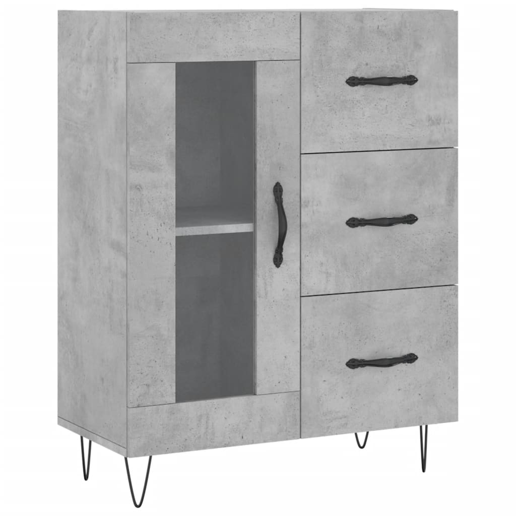 Dressoir 69,5x34x90 cm bewerkt hout betongrijs is nu te koop bij PeponiXL, paradijselijk wonen!