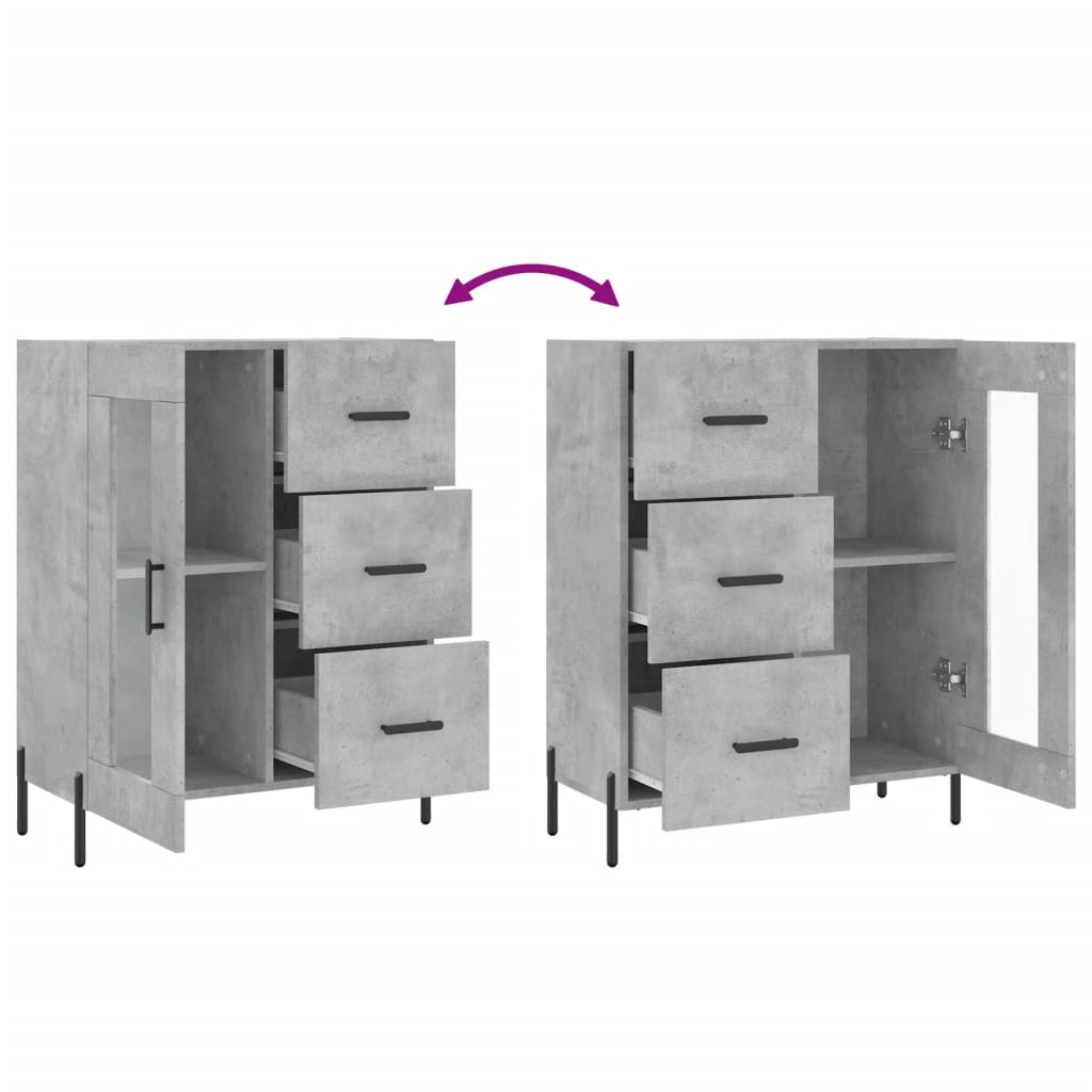 Dressoir 69,5x34x90 cm bewerkt hout betongrijs is nu te koop bij PeponiXL, paradijselijk wonen!
