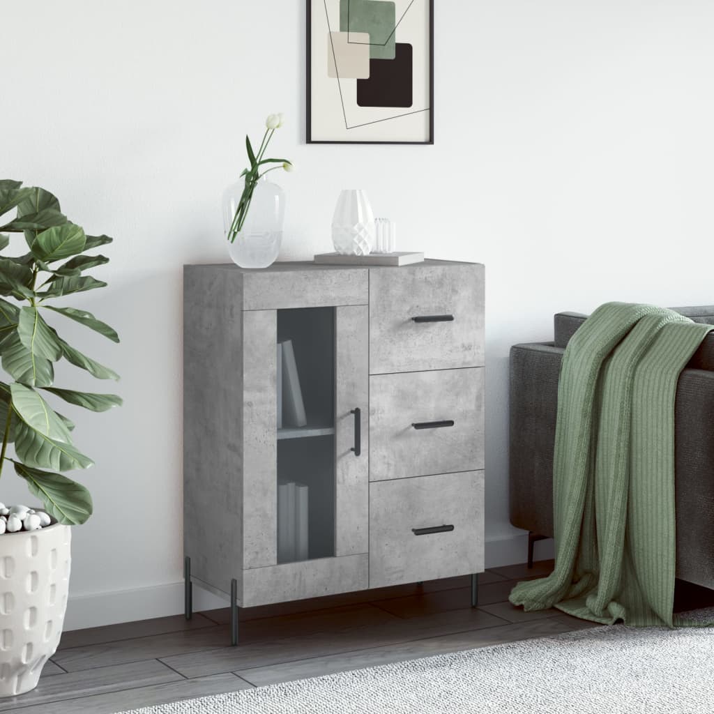Dressoir 69,5x34x90 cm bewerkt hout betongrijs is nu te koop bij PeponiXL, paradijselijk wonen!