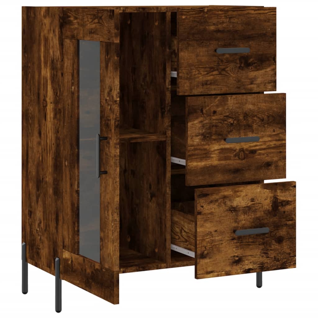 Dressoir 69,5x34x90 cm bewerkt hout gerookt eikenkleurig is nu te koop bij PeponiXL, paradijselijk wonen!