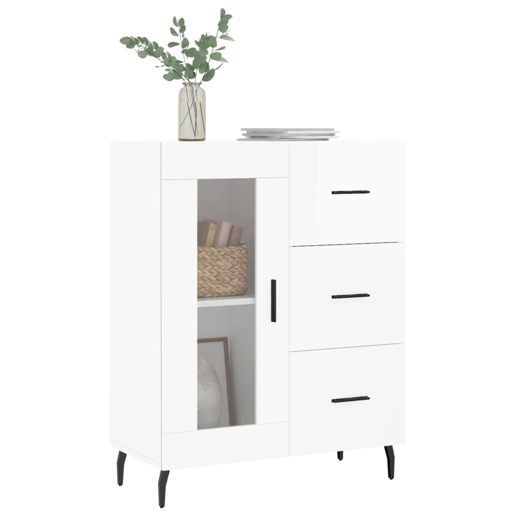 Dressoir 69,5x34x90 cm bewerkt hout hoogglans wit is nu te koop bij PeponiXL, paradijselijk wonen!