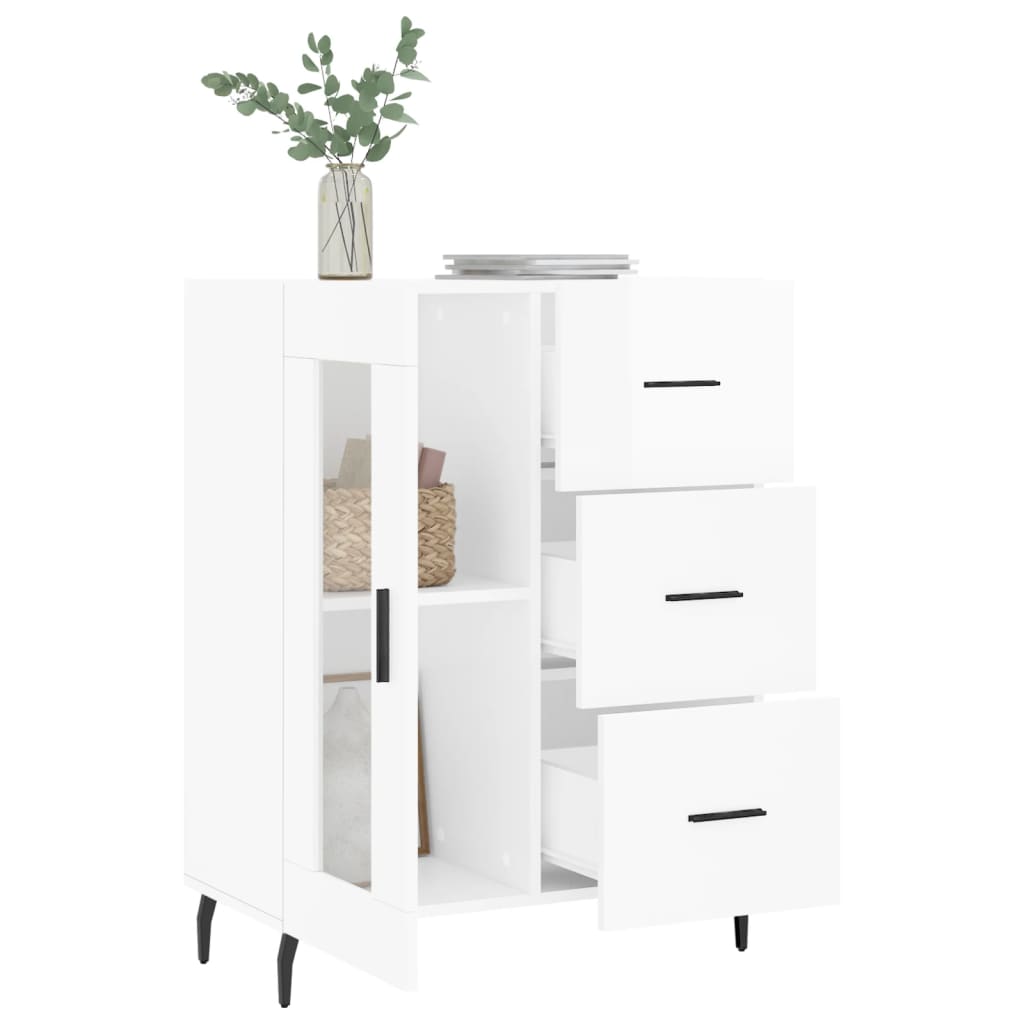 Dressoir 69,5x34x90 cm bewerkt hout hoogglans wit is nu te koop bij PeponiXL, paradijselijk wonen!