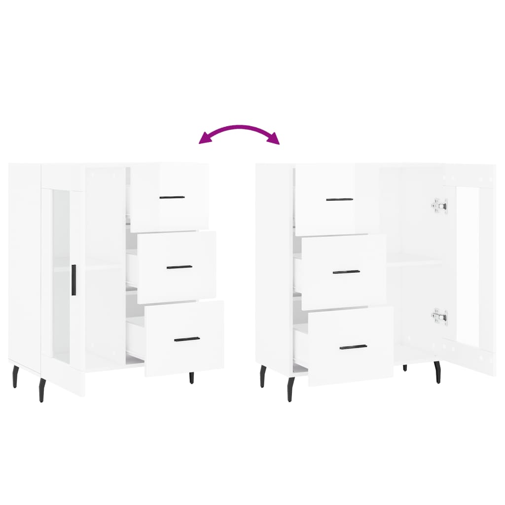 Dressoir 69,5x34x90 cm bewerkt hout hoogglans wit is nu te koop bij PeponiXL, paradijselijk wonen!