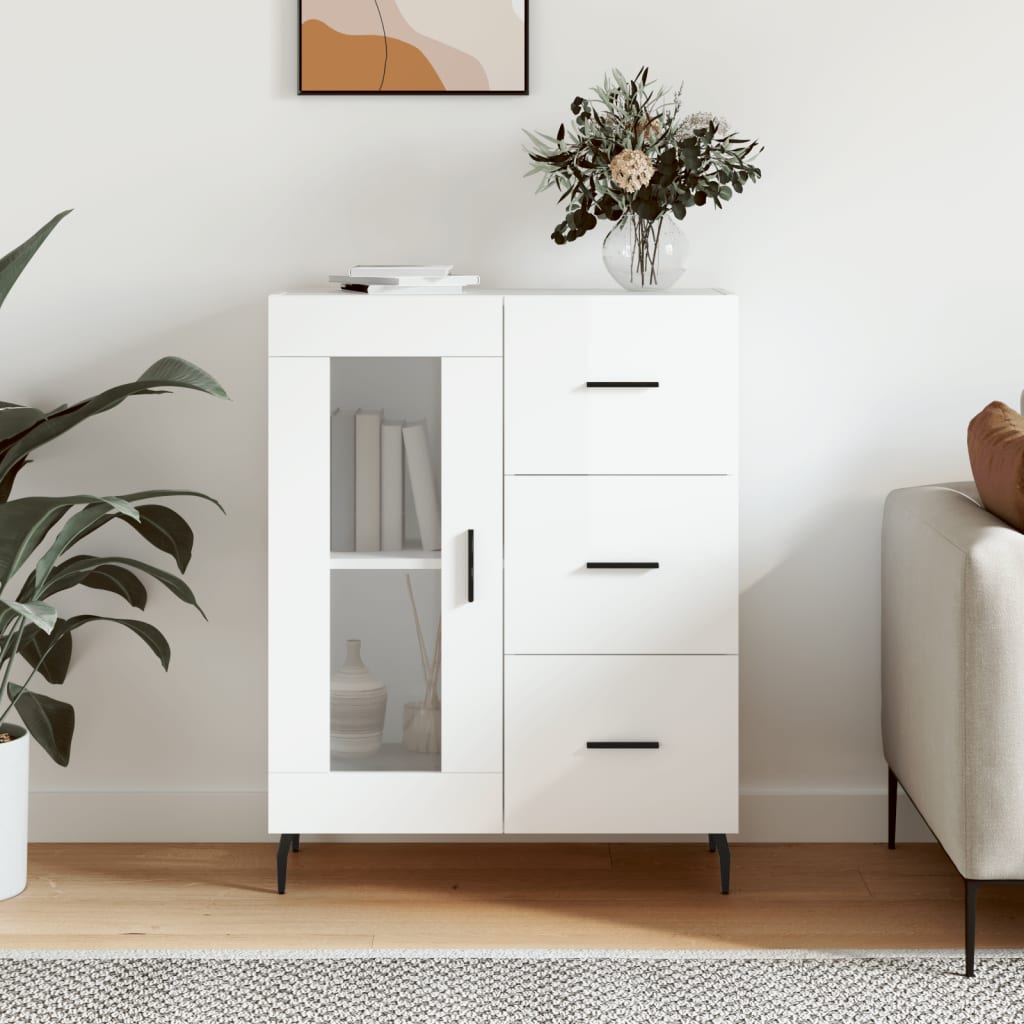 Dressoir 69,5x34x90 cm bewerkt hout hoogglans wit is nu te koop bij PeponiXL, paradijselijk wonen!