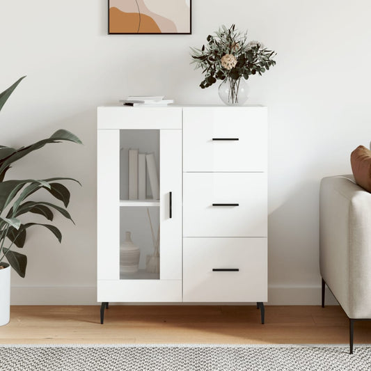 Dressoir 69,5x34x90 cm bewerkt hout hoogglans wit is nu te koop bij PeponiXL, paradijselijk wonen!