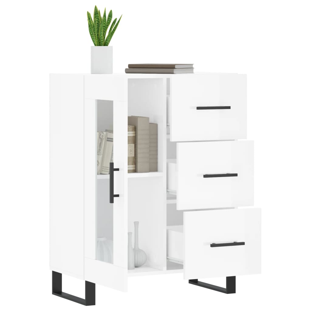 Dressoir 69,5x34x90 cm bewerkt hout hoogglans wit is nu te koop bij PeponiXL, paradijselijk wonen!