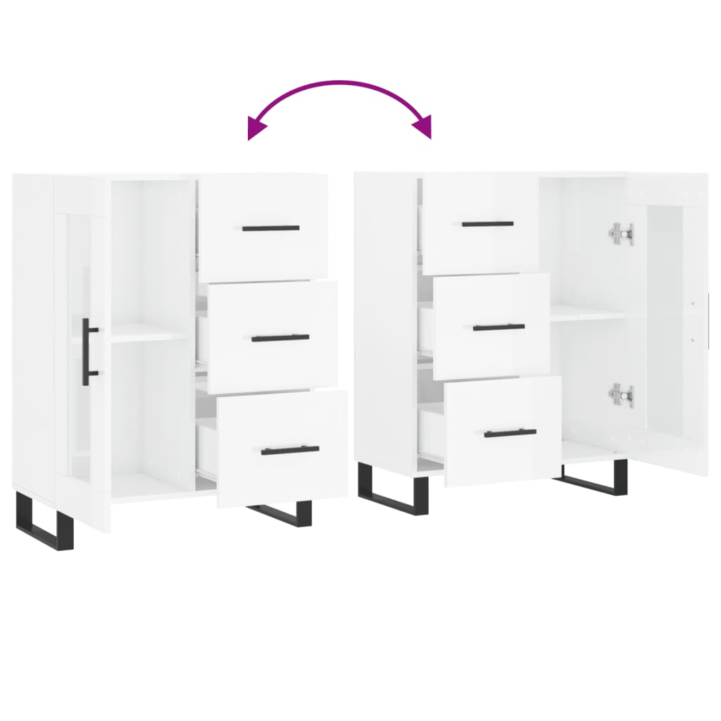 Dressoir 69,5x34x90 cm bewerkt hout hoogglans wit is nu te koop bij PeponiXL, paradijselijk wonen!