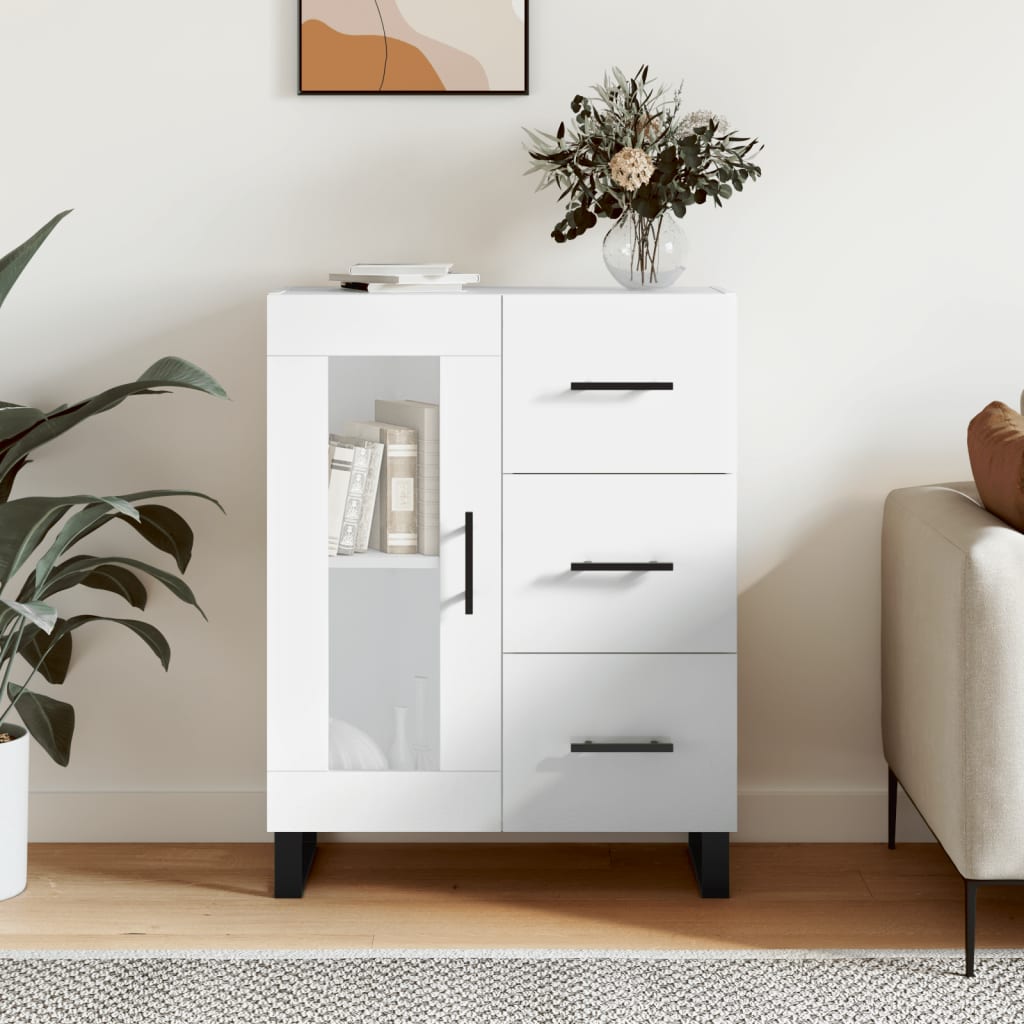 Dressoir 69,5x34x90 cm bewerkt hout hoogglans wit is nu te koop bij PeponiXL, paradijselijk wonen!