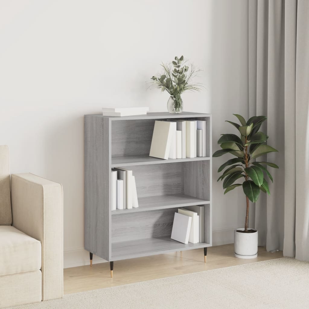 Boekenkast 69,5x32,5x90 cm bewerkt hout grijs sonoma eikenkleur is nu te koop bij PeponiXL, paradijselijk wonen!