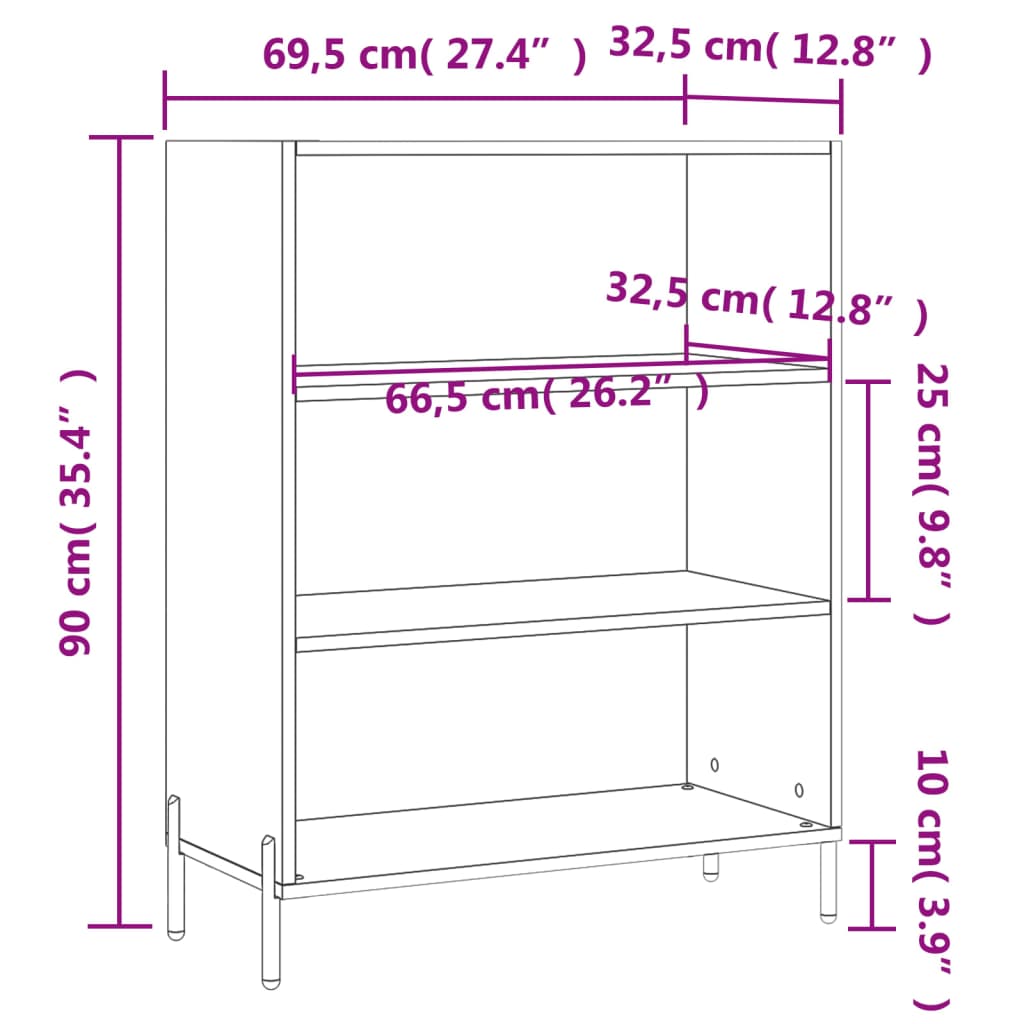 Schappenkast 69,5x32,5x90 cm bewerkt hout wit is nu te koop bij PeponiXL, paradijselijk wonen!
