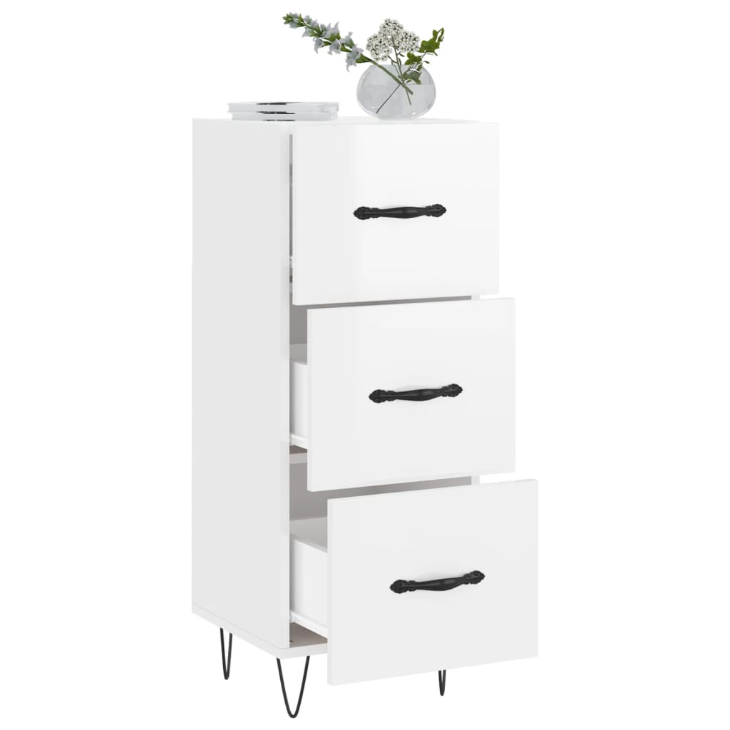 Dressoir 34,5x34x90 cm bewerkt hout hoogglans wit is nu te koop bij PeponiXL, paradijselijk wonen!