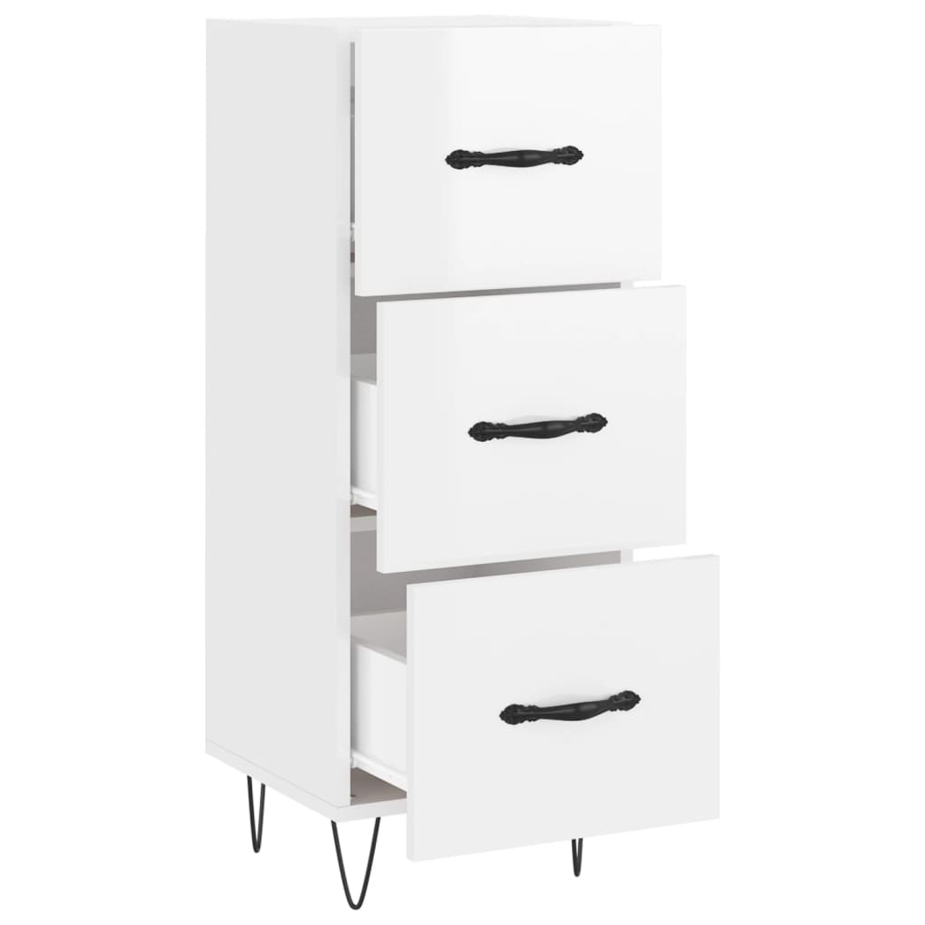 Dressoir 34,5x34x90 cm bewerkt hout hoogglans wit is nu te koop bij PeponiXL, paradijselijk wonen!