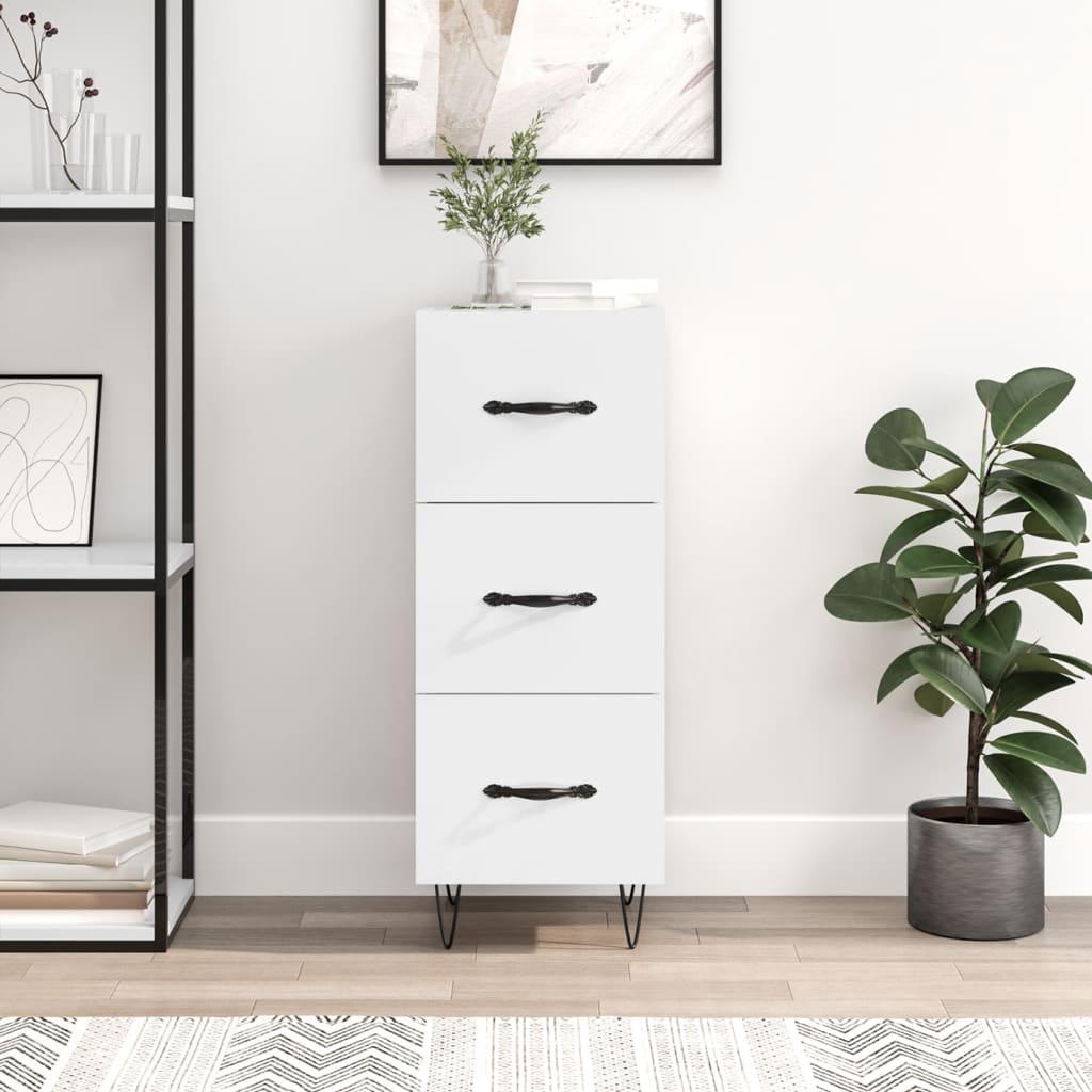 Dressoir 34,5x34x90 cm bewerkt hout hoogglans wit is nu te koop bij PeponiXL, paradijselijk wonen!