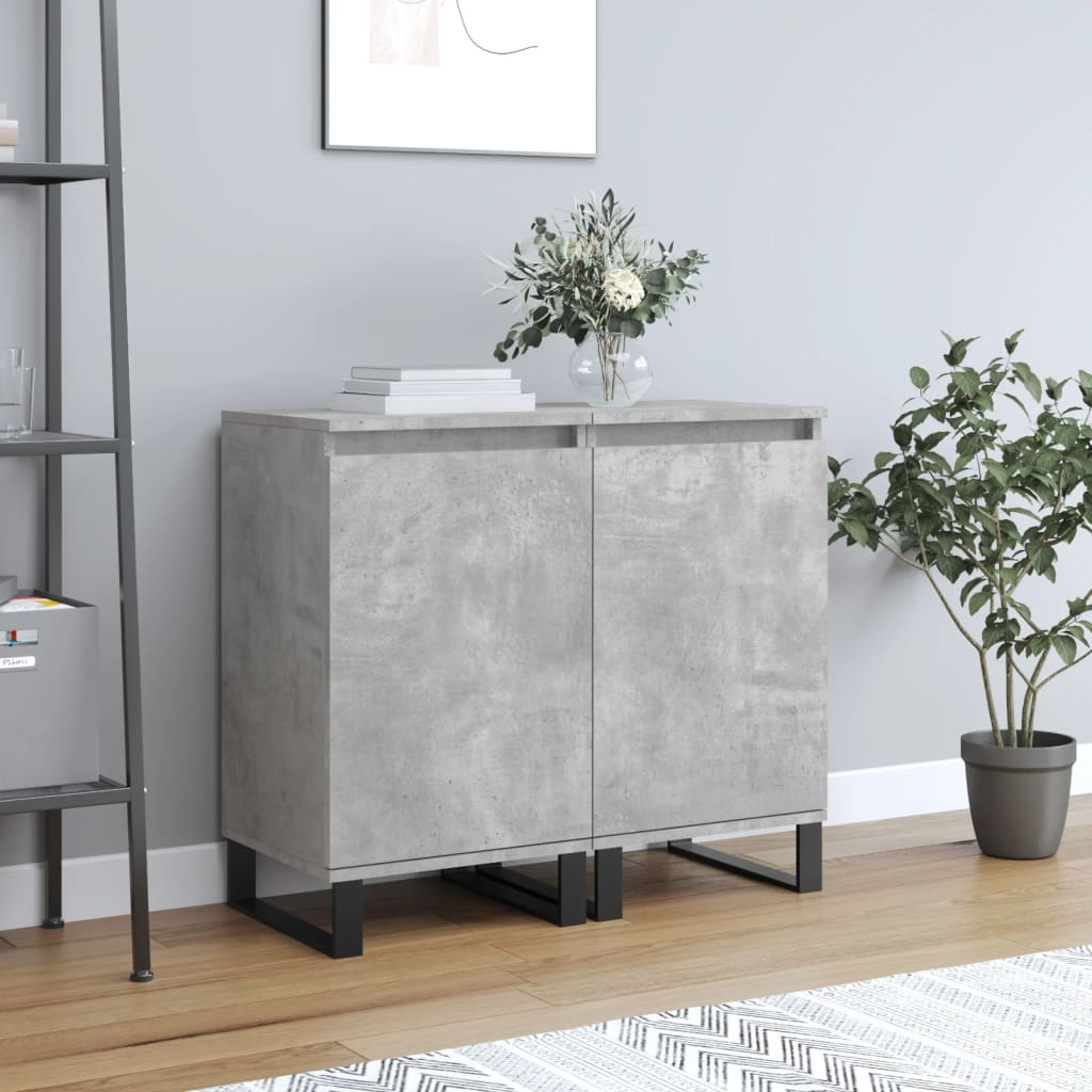 Dressoirs 2 st 40x35x70 cm bewerkt hout betongrijs is nu te koop bij PeponiXL, paradijselijk wonen!