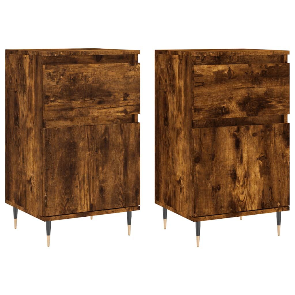 Dressoirs 2 st 40x35x70 cm bewerkt hout gerookt eikenkleurig is nu te koop bij PeponiXL, paradijselijk wonen!