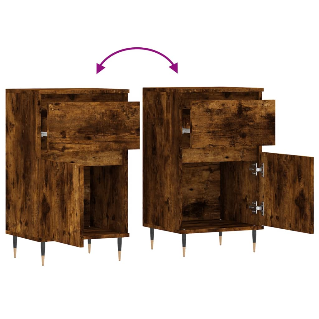 Dressoirs 2 st 40x35x70 cm bewerkt hout gerookt eikenkleurig is nu te koop bij PeponiXL, paradijselijk wonen!