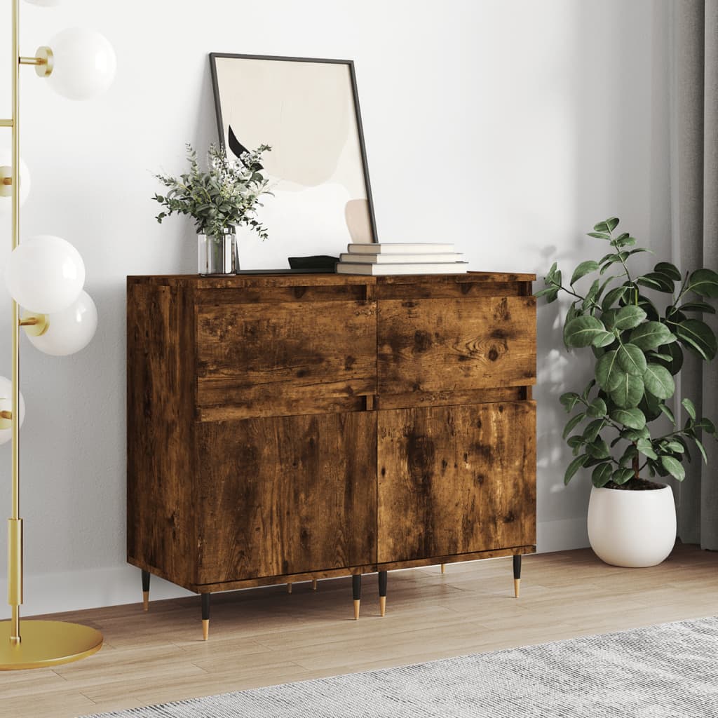 Dressoirs 2 st 40x35x70 cm bewerkt hout gerookt eikenkleurig is nu te koop bij PeponiXL, paradijselijk wonen!