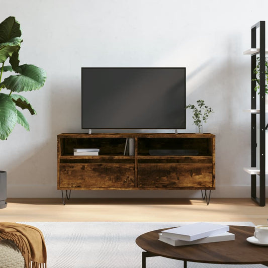 Tv-meubel 100x34,5x44,5 cm bewerkt hout gerookt eikenkleurig is nu te koop bij PeponiXL, paradijselijk wonen!