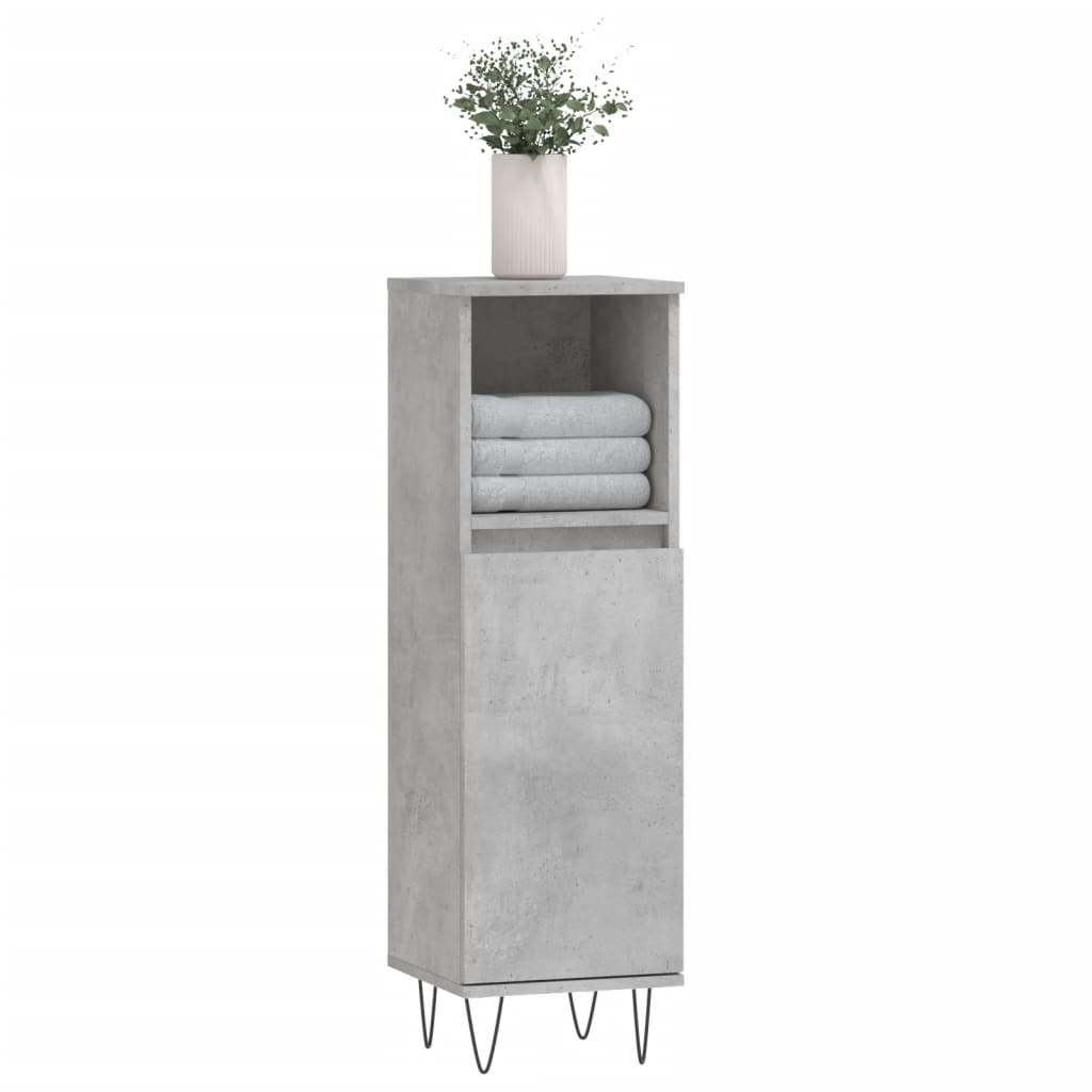 Badkamerkast 30x30x100 cm bewerkt hout betongrijs is nu te koop bij PeponiXL, paradijselijk wonen!