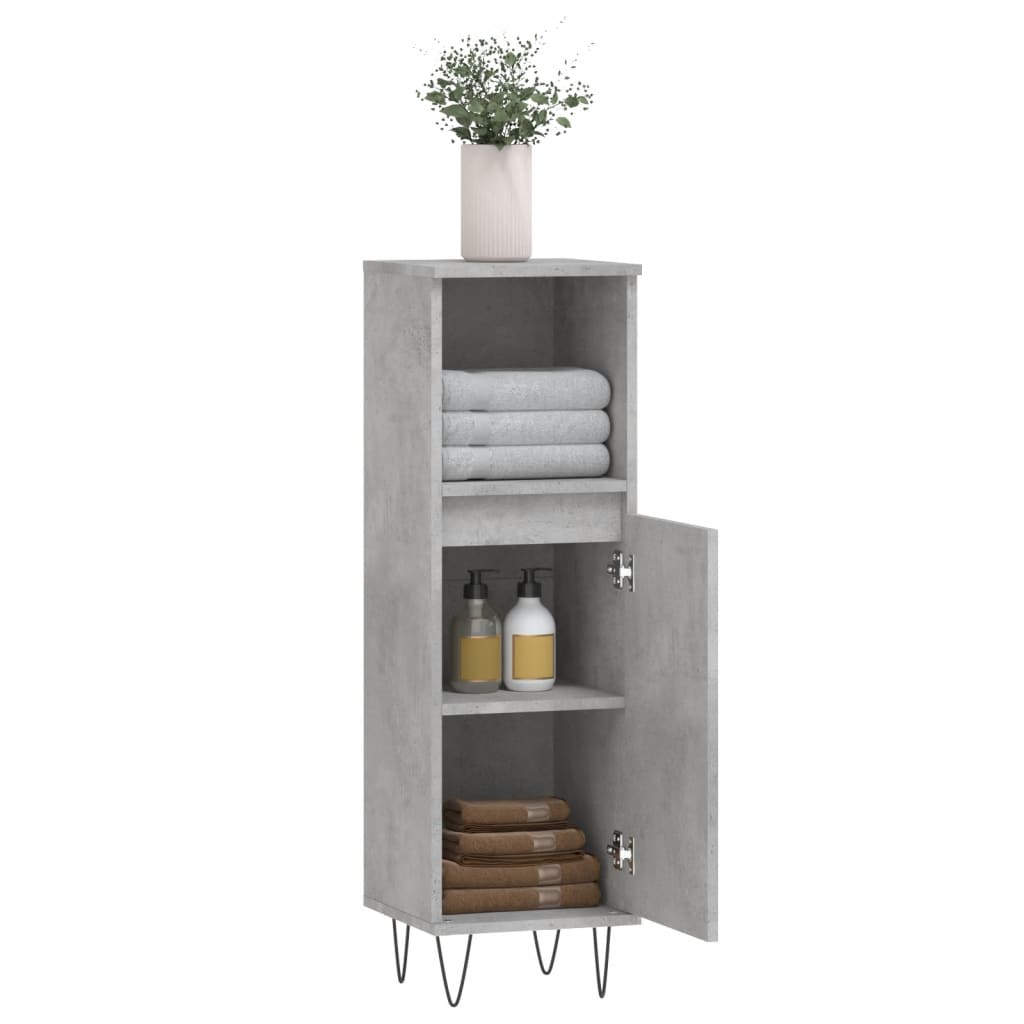 Badkamerkast 30x30x100 cm bewerkt hout betongrijs is nu te koop bij PeponiXL, paradijselijk wonen!