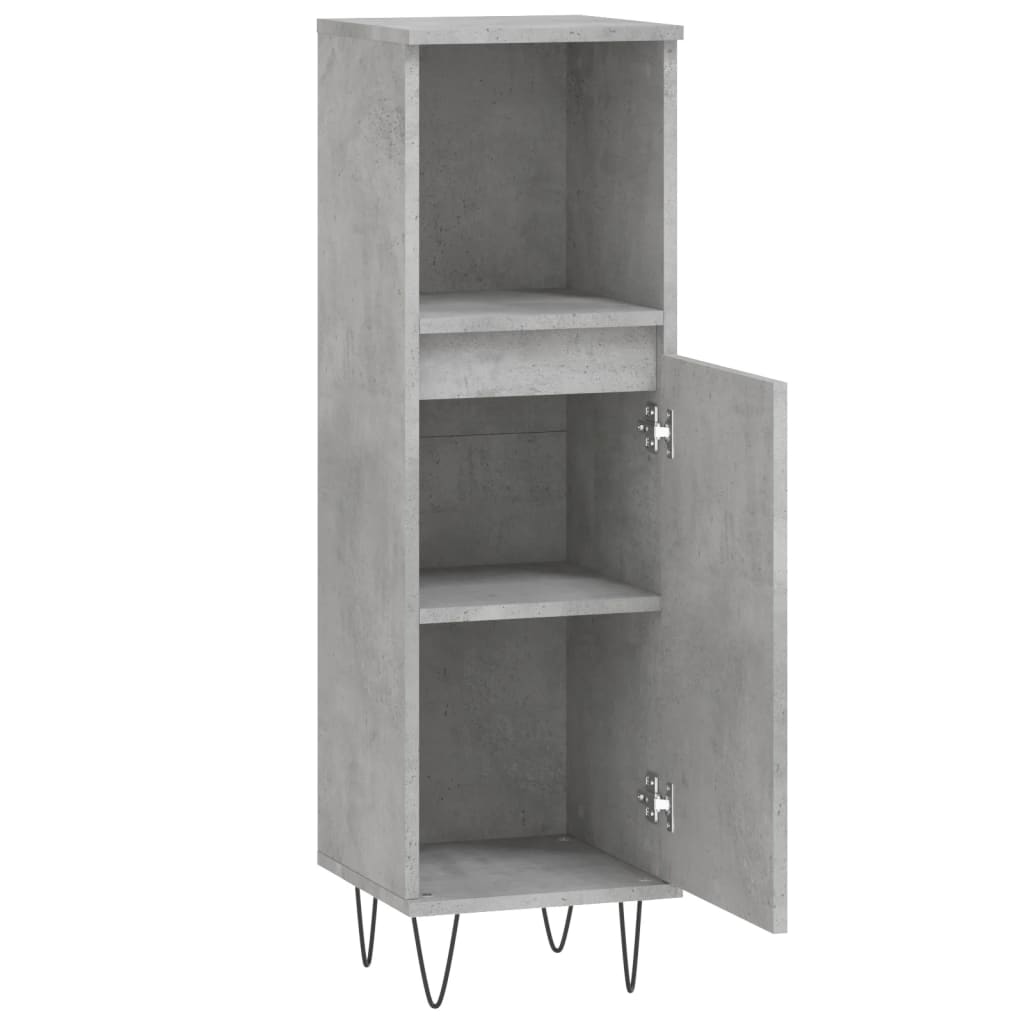 Badkamerkast 30x30x100 cm bewerkt hout betongrijs is nu te koop bij PeponiXL, paradijselijk wonen!