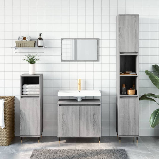 Badkamerkast 58x33x60 cm bewerkt hout grijs sonoma eikenkleurig is nu te koop bij PeponiXL, paradijselijk wonen!