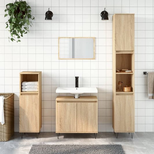 Badkamerkast 58x33x60 cm bewerkt hout sonoma eikenkleurig is nu te koop bij PeponiXL, paradijselijk wonen!