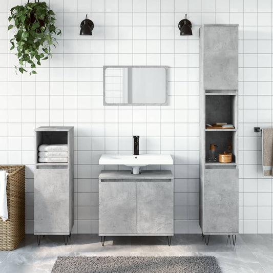 Badkamerkast 58x33x60 cm bewerkt hout betongrijs is nu te koop bij PeponiXL, paradijselijk wonen!